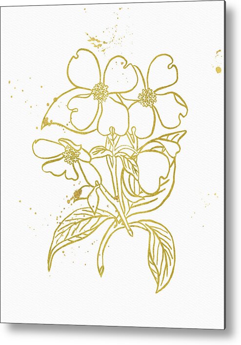 Bloom Metal Print featuring the mixed media Gold Blooms IIi by Wild Apple Portfolio