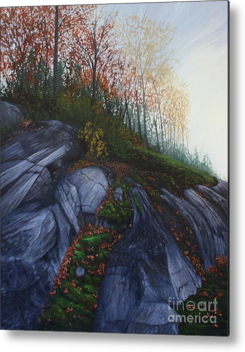 Oil Painting Metal Print featuring the painting Granite's Grasp by Shelley Newman