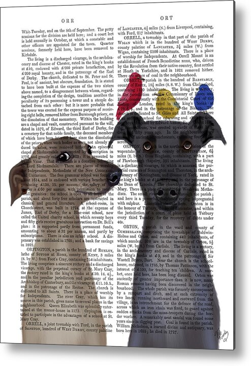 Vertebrate Metal Print featuring the painting Greyhounds And Birds Book Print by Fab Funky