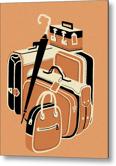 Baggage Metal Print featuring the drawing Group of Luggage by CSA Images