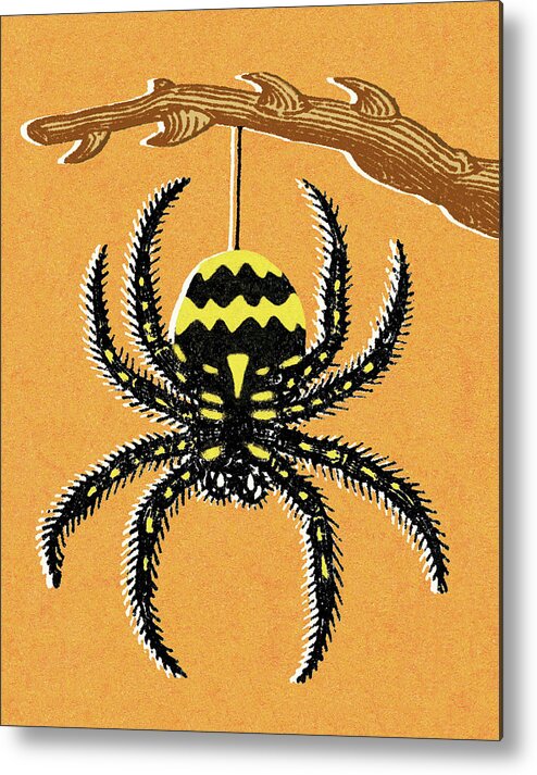 Afraid Metal Print featuring the drawing Hanging Spider by CSA Images