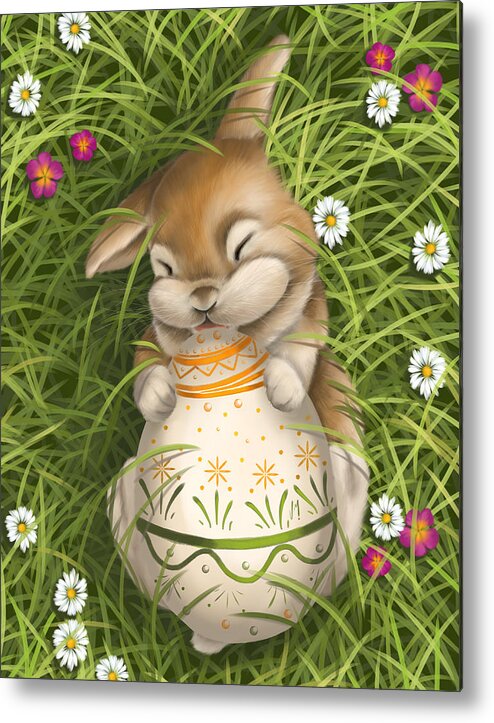 Bunny Metal Print featuring the painting Happy Easter 2019 by Veronica Minozzi