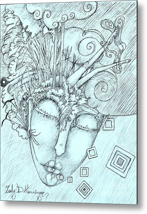  Metal Print featuring the drawing Head Over Heals by Judy Henninger