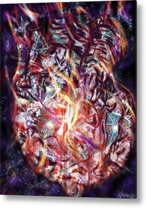 Heart Metal Print featuring the digital art Heart Energy by Angela Weddle