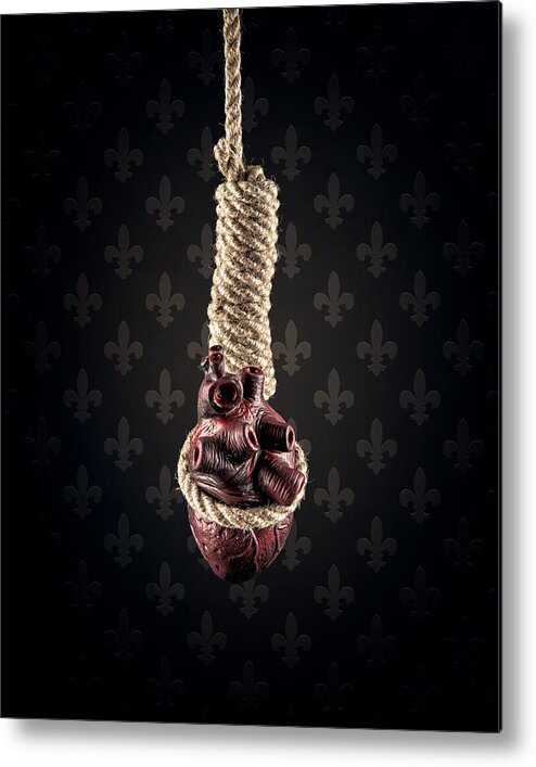 Heart Metal Print featuring the photograph Heart On A Noose by Petri Damstn