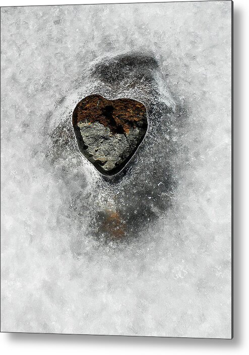 Frozen Heart Ice Metal Print featuring the photograph Heart on Ice by Neil Pankler