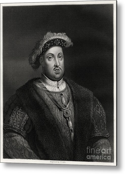 Engraving Metal Print featuring the drawing Henry Viii, King Of England by Print Collector