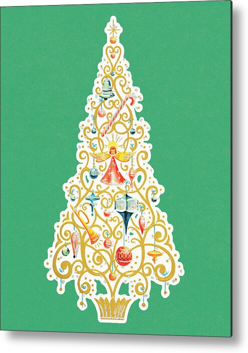 Campy Metal Print featuring the drawing Holiday tree by CSA Images