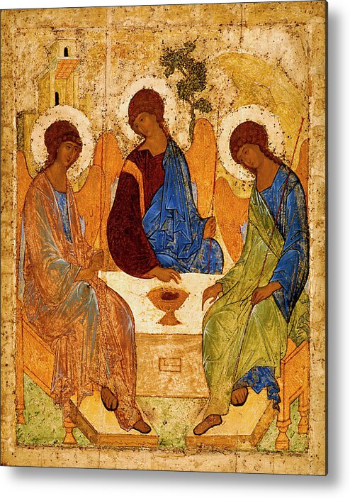 Holy Trinity Metal Print featuring the painting Holy Trinity by Andrei Rublev