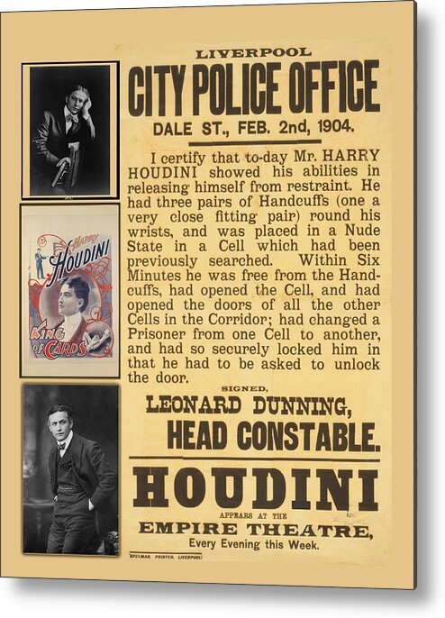 Houdini Metal Print featuring the digital art Houdini Poster by Carlos Diaz
