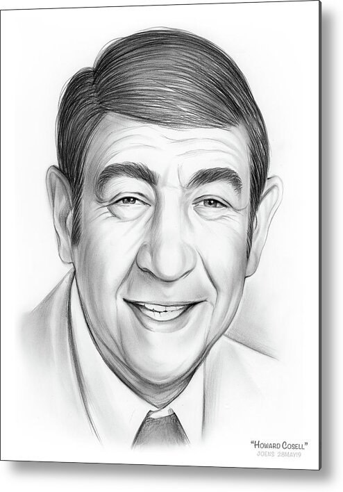 Pencil Metal Print featuring the drawing Howard Cosell by Greg Joens