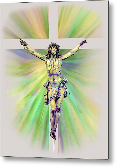 Jesus Christ Metal Print featuring the painting Into Thy Hands by Steve Gamba