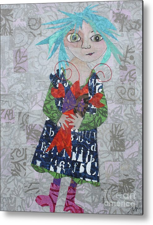 Art Collage Metal Print featuring the mixed media Isabelle by Janyce Boynton