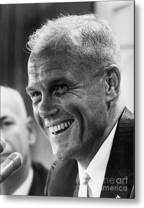 People Metal Print featuring the photograph John Glenn At Press Conference by Bettmann