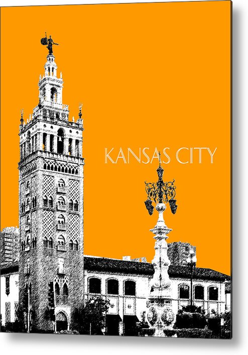 Architecture Metal Print featuring the digital art Kansas City Skyline 2 - Dark Orange by DB Artist