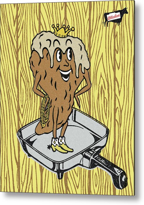 Bizarre Metal Print featuring the drawing King Poop in Frying Pan by CSA Images