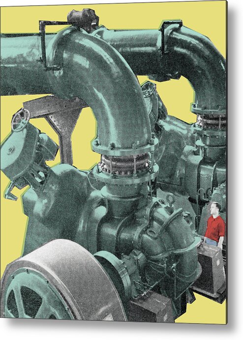 Apparatus Metal Poster featuring the drawing Large Motor by CSA Images