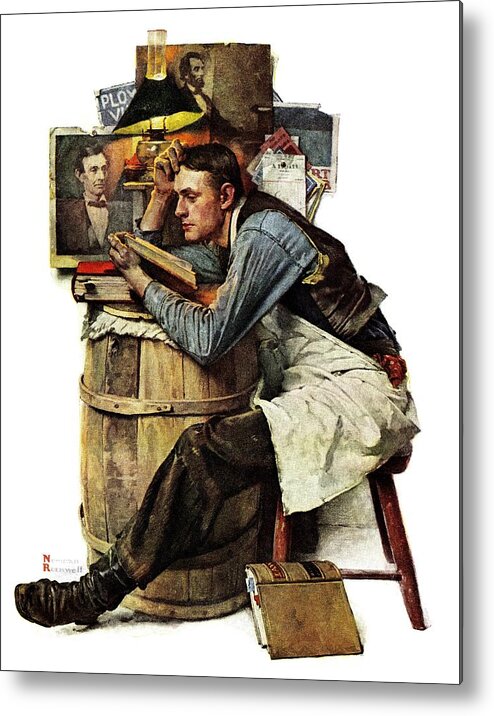 Books Metal Print featuring the painting Law Student by Norman Rockwell