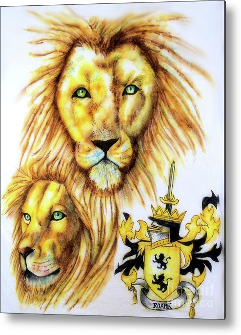 Sharpie Art Metal Print featuring the drawing Lions Roark Crest by Scarlett Royale