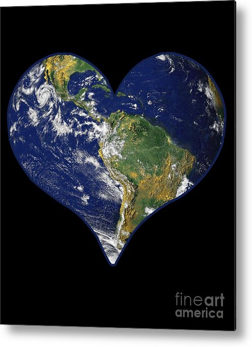 Cool Metal Print featuring the digital art Love Earth Heart Earth Day by Flippin Sweet Gear