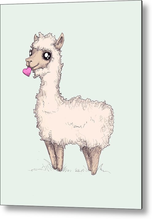 Love Llama Metal Print featuring the drawing Love Llama by Ludwig Van Bacon