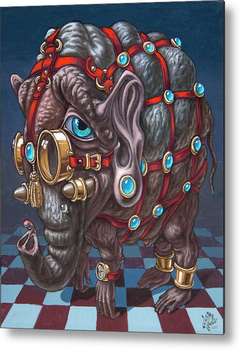 Magic Metal Print featuring the painting Magical Many-Eyed Elephant by Victor Molev