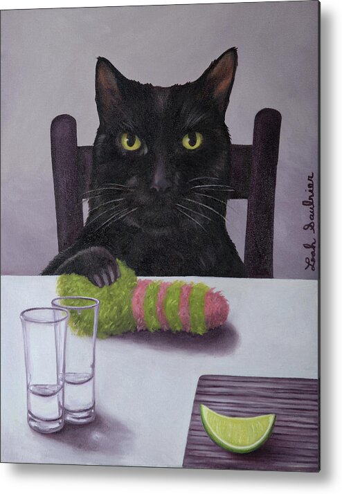 Cat Metal Print featuring the painting Marshall's Play Time by Leah Saulnier The Painting Maniac