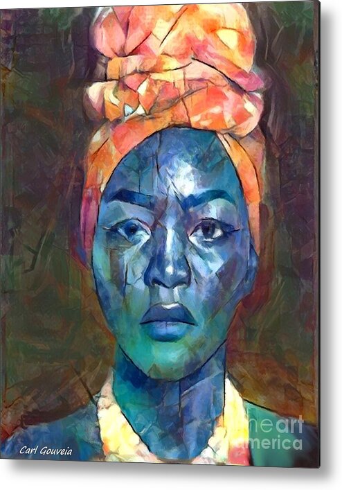 Mix Metal Print featuring the mixed media Mary 2 by Carl Gouveia