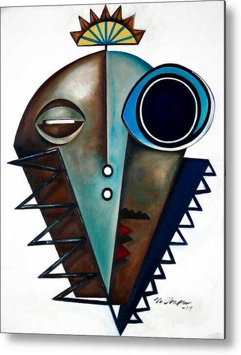 Jazz Metal Print featuring the painting Mask / Modern Saxophonist by Martel Chapman