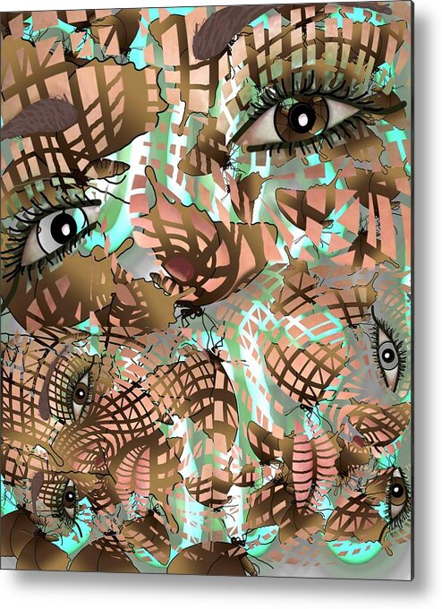 Surreal Metal Print featuring the mixed media Mask Past Present Future by Joan Stratton