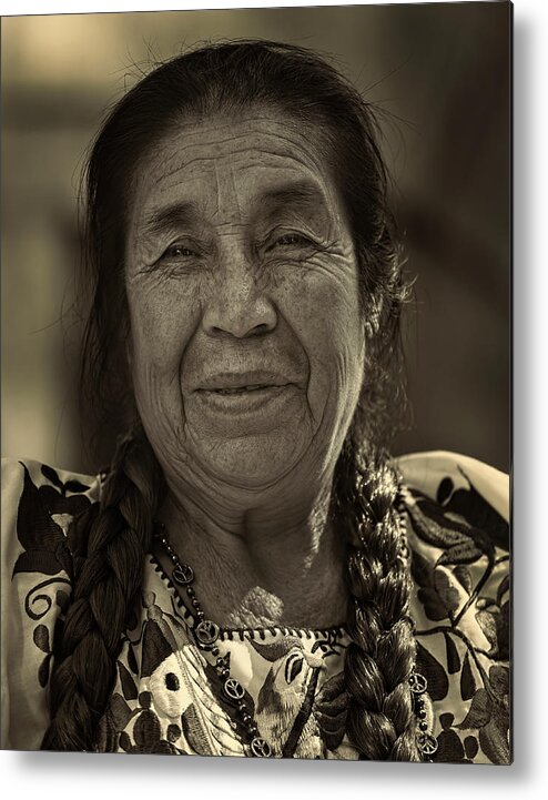 Mexican Day Parade Nyc 9_16_2018 Metal Print featuring the photograph Mexican Day Parade NYC 9_16_2018 Elderly Mexican Woman by Robert Ullmann