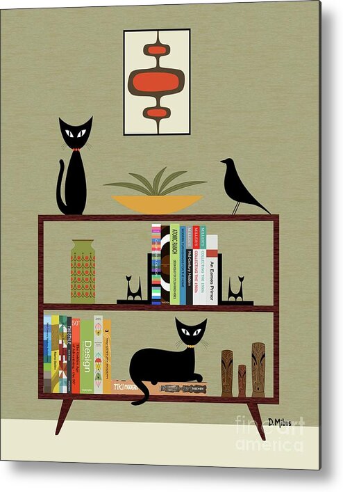 Mid Century Modern Metal Print featuring the digital art Mid Century Bookcase by Donna Mibus