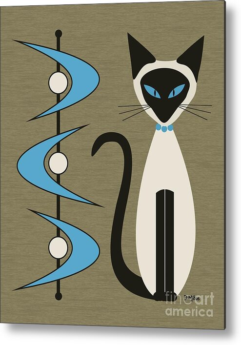 Mid Century Modern Metal Print featuring the digital art Mid Century Siamese with Boomerangs by Donna Mibus