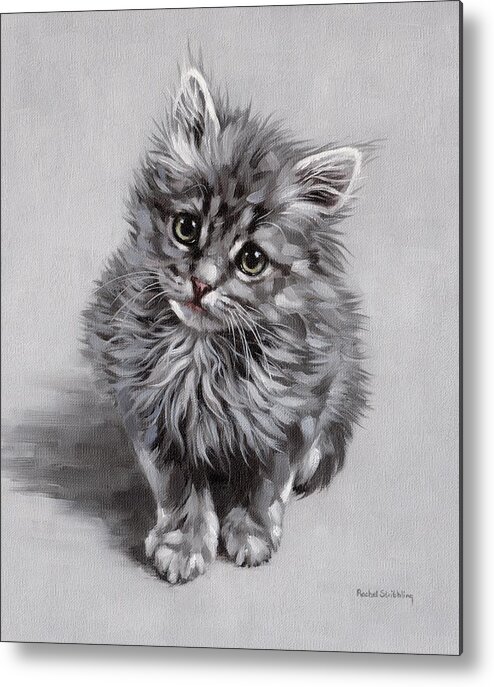 Kitten Metal Print featuring the painting Minnie by Rachel Stribbling