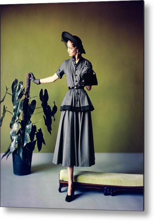 Accessories Metal Print featuring the photograph Model In A Ben Reig Dress by Horst P. Horst