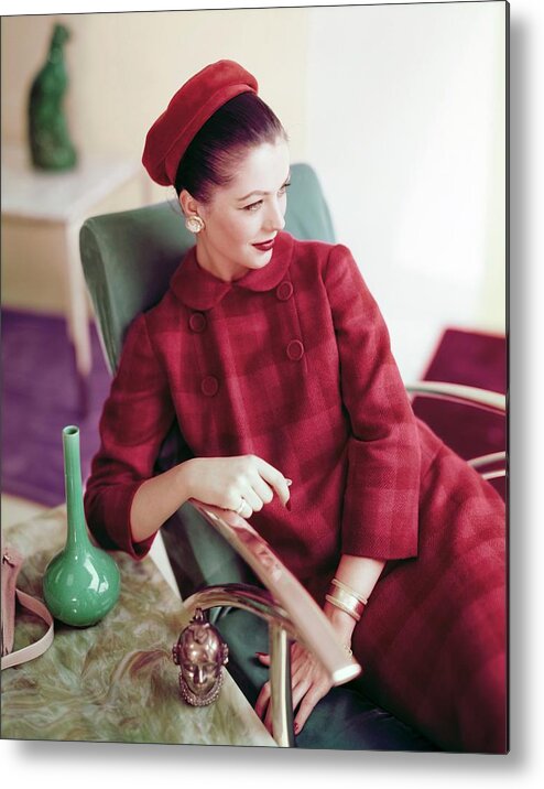 Fashion Metal Print featuring the photograph Model In A Gilden Juniors Ensemble by Horst P. Horst