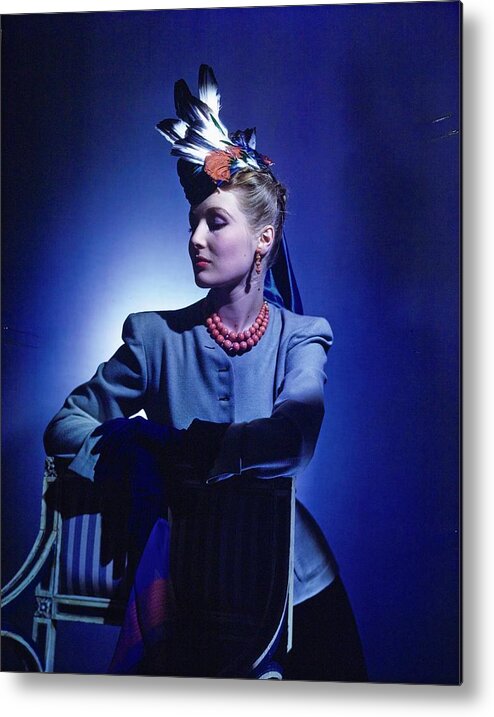 Accessories Metal Print featuring the photograph Model In A John Frederics Hat by Horst P. Horst