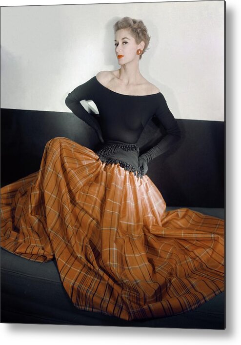 Accessories Metal Print featuring the photograph Model In A Leslie Morris Dress by Horst P. Horst