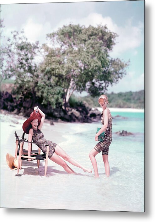 Beach Metal Print featuring the photograph Models at the Beach in St. John by Richard Rutledge