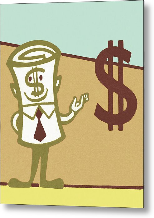 Accessories Metal Poster featuring the drawing Money Roll and Dollar Sign by CSA Images