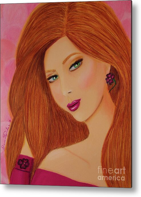 Fashion Metal Print featuring the drawing Morgan by Dorothy Lee