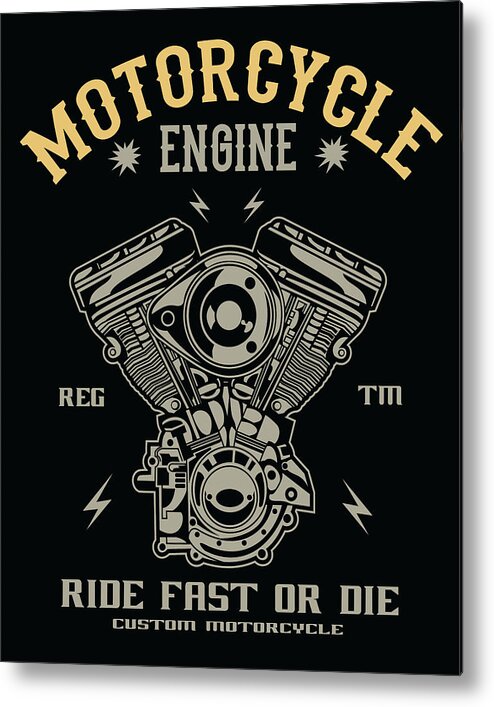 Motorcycle Metal Print featuring the digital art Motorcycle Engine by Long Shot