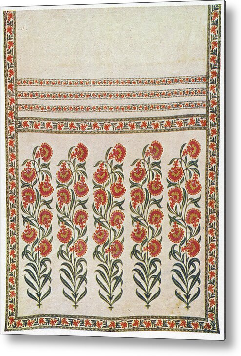 Vertical Metal Print featuring the photograph Mughal Textile by Hulton Archive