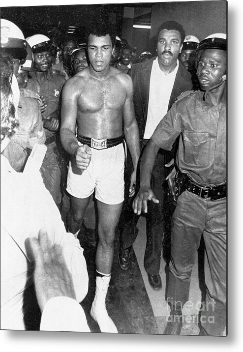 Headwear Metal Print featuring the photograph Muhammad Ali Heading For His Dressing by Bettmann
