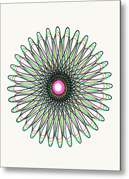 Accent Ornament Metal Print featuring the drawing Multi Color Flower Line Design by CSA Images