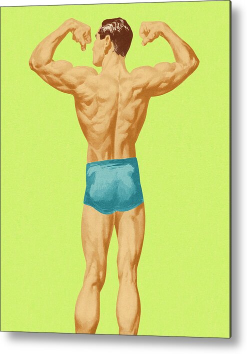 Adult Metal Print featuring the drawing Muscular Man's Back by CSA Images