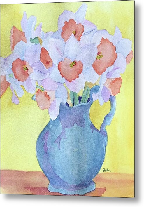 Vintage Metal Print featuring the painting My Grandmother's Pitcher by Beth Fontenot