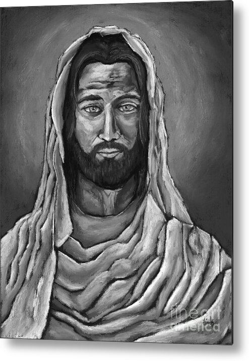 Jesus Metal Print featuring the painting My Lord And Savior - Black and White by David Hinds