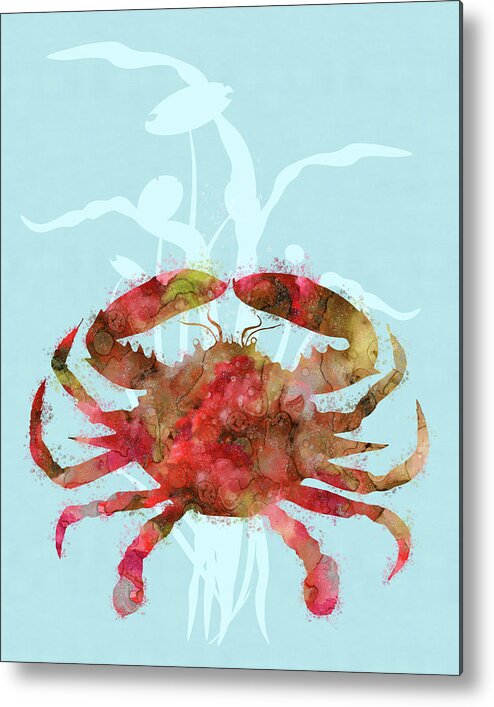 Mystical Crab Metal Print featuring the digital art Mystical Crab by Tina Lavoie