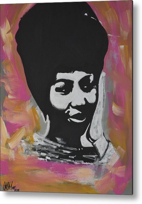 Aretha Franklin Metal Print featuring the painting Mz Franklin by Antonio Moore